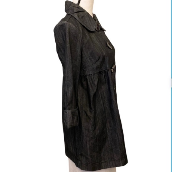 BACCINI Denim Gathered Button Front Jacket Shirt - Picture 2 of 5